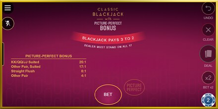 Classic Blackjack with Picture Perfect Bonus screenshot