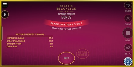 Classic Blackjack with Picture Perfect Bonus screenshot