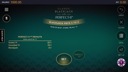 Classic Blackjack with Perfect 11 screenshot