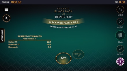Classic Blackjack with Perfect 11 screenshot