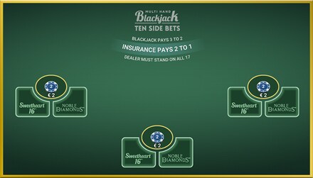 Multi Hand Blackjack Ten Side Bets screenshot