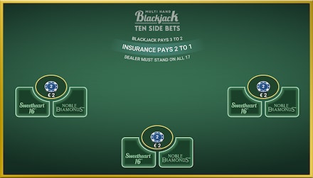Multi Hand Blackjack Ten Side Bets screenshot